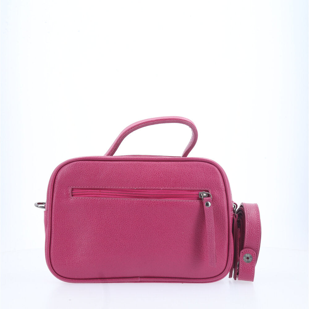 Bolsa Baú em Couro Legitimo com Alça Dupla Removível Baú Pink