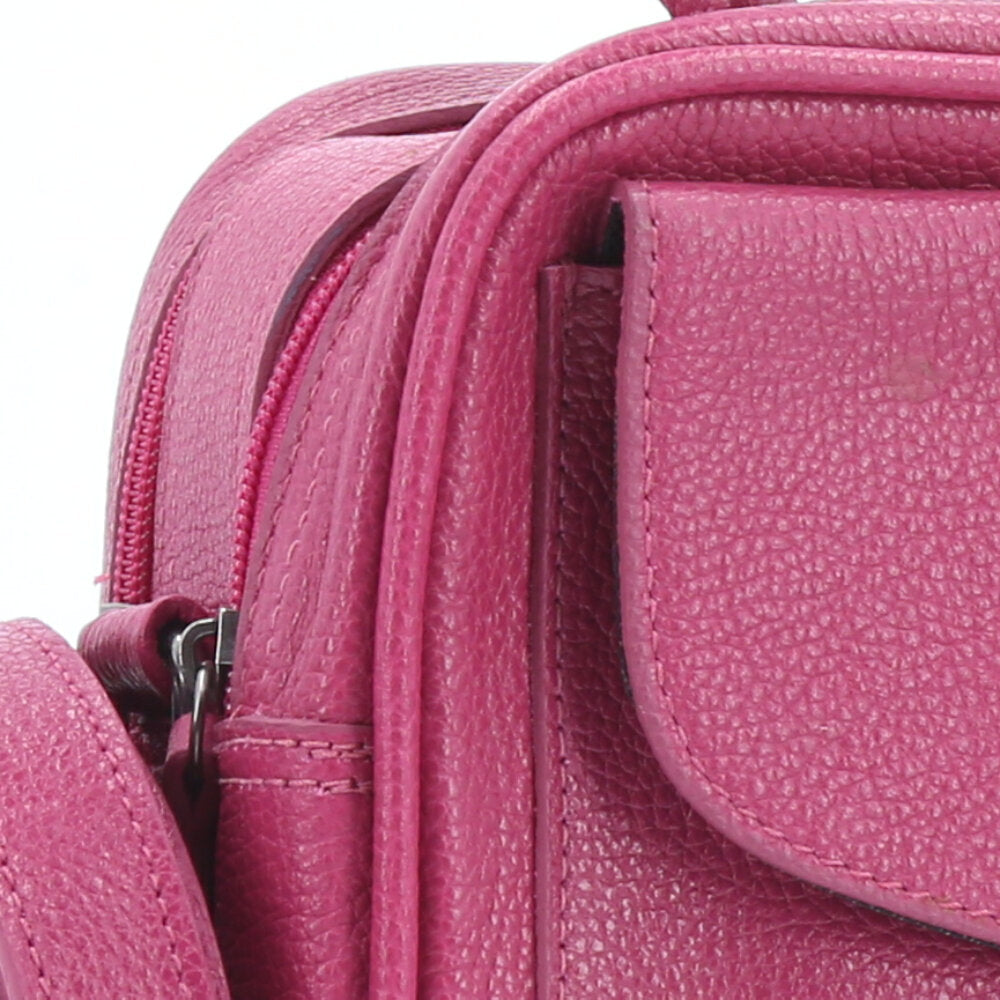 Bolsa Baú em Couro Legitimo com Alça Dupla Removível Baú Pink
