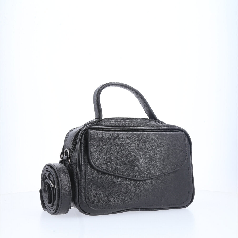 Bolsa de Couro Legítimo Feminina Baú Preto