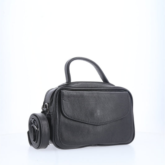 Bolsa de Couro Legítimo Feminina Baú Preto