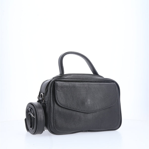 Bolsa Baú em Couro Legitimo com Alça Dupla Removível Preto