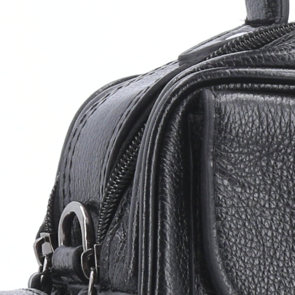 Bolsa de Couro Legítimo Feminina Baú Preto