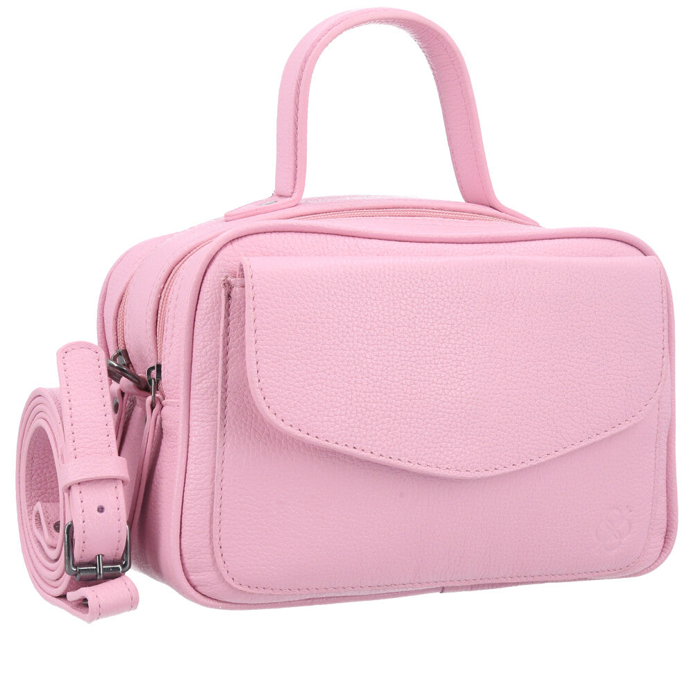 Bolsa Baú em Couro Legitimo com Alça Dupla Removível Rose