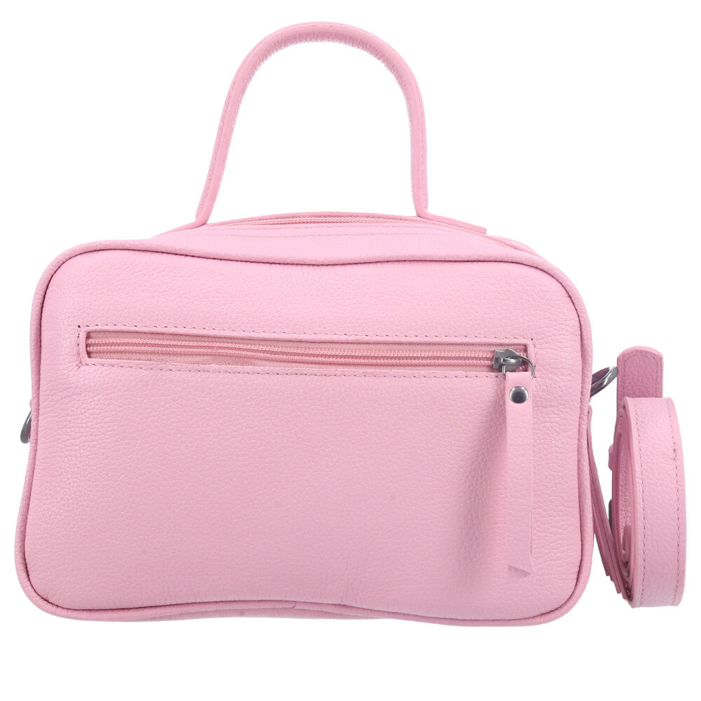 Bolsa Baú em Couro Legitimo com Alça Dupla Removível Rose
