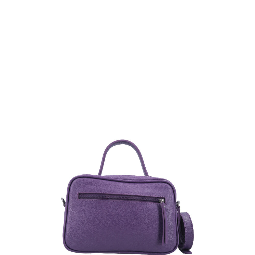 Bolsa Baú em Couro Legitimo com Alça Dupla Removível Roxo