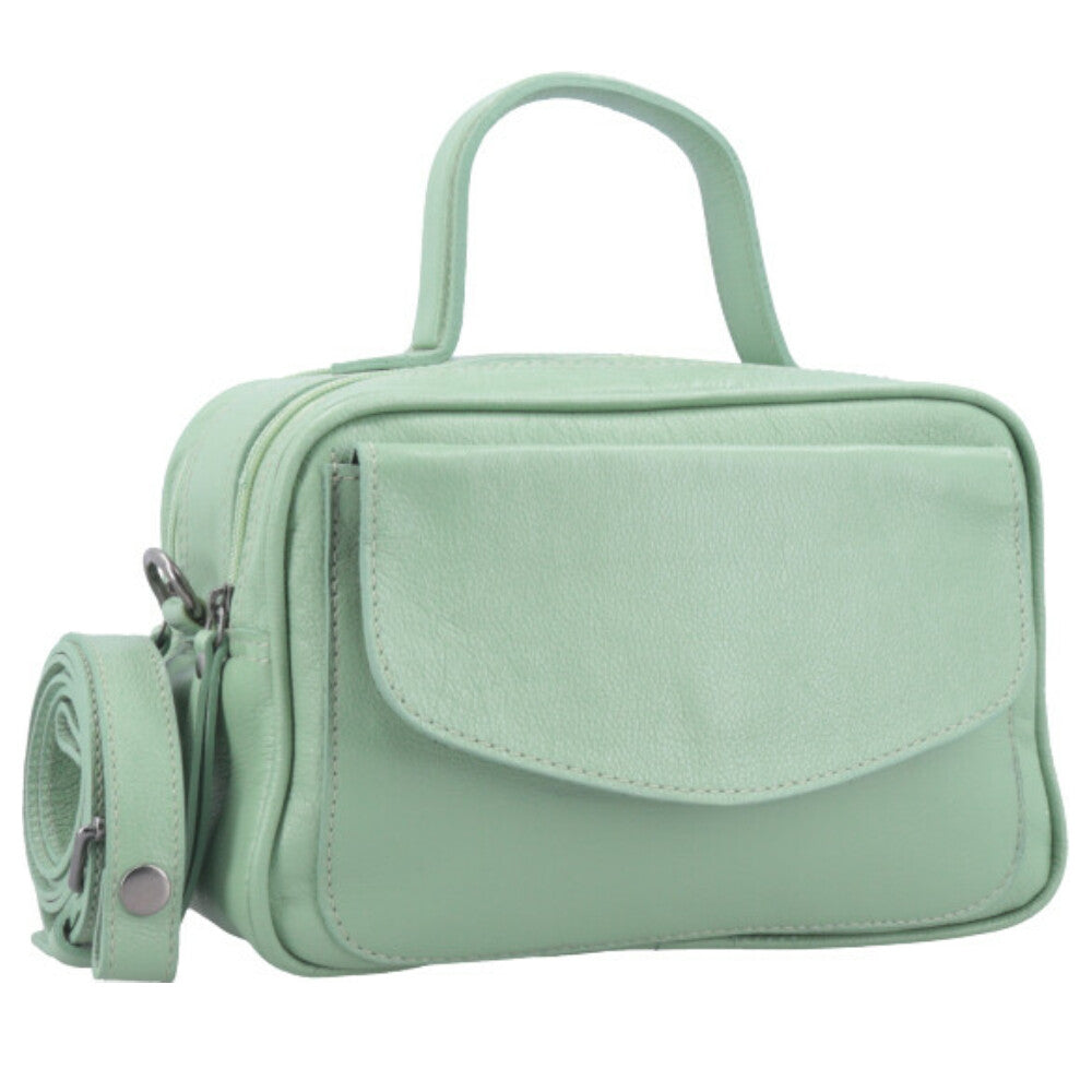 Bolsa Baú em Couro Legitimo com Alça Dupla Removível Verde