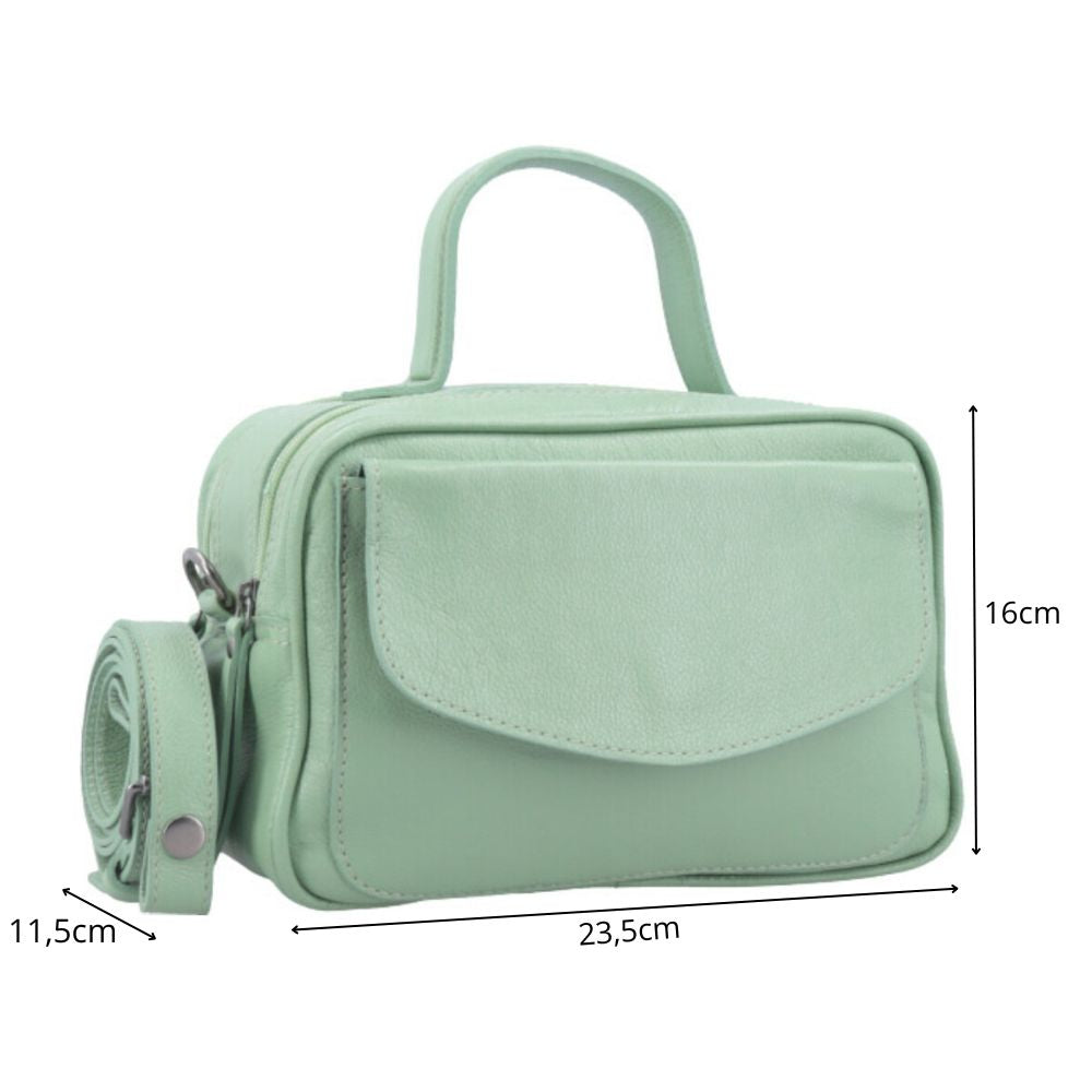 Bolsa Baú em Couro Legitimo com Alça Dupla Removível Verde