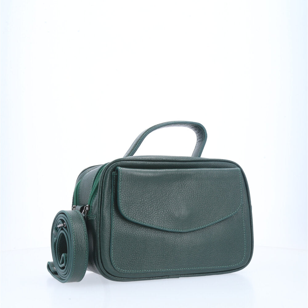 Bolsa Baú em Couro Legitimo com Alça Dupla Removível Verde claro
