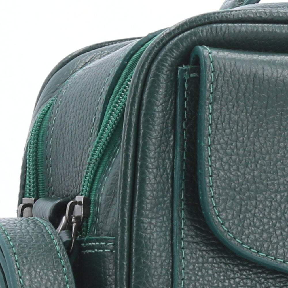 Bolsa Baú em Couro Legitimo com Alça Dupla Removível Verde claro