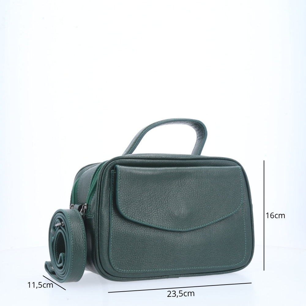 Bolsa Baú em Couro Legitimo com Alça Dupla Removível Verde claro