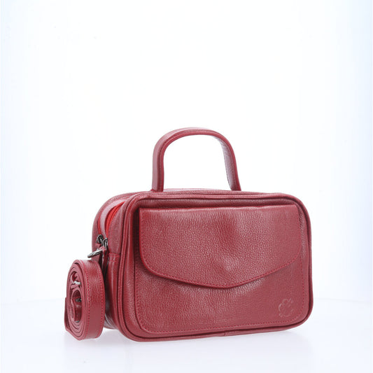 Bolsa Baú em Couro Legitimo com Alça Dupla Removível Vermelho