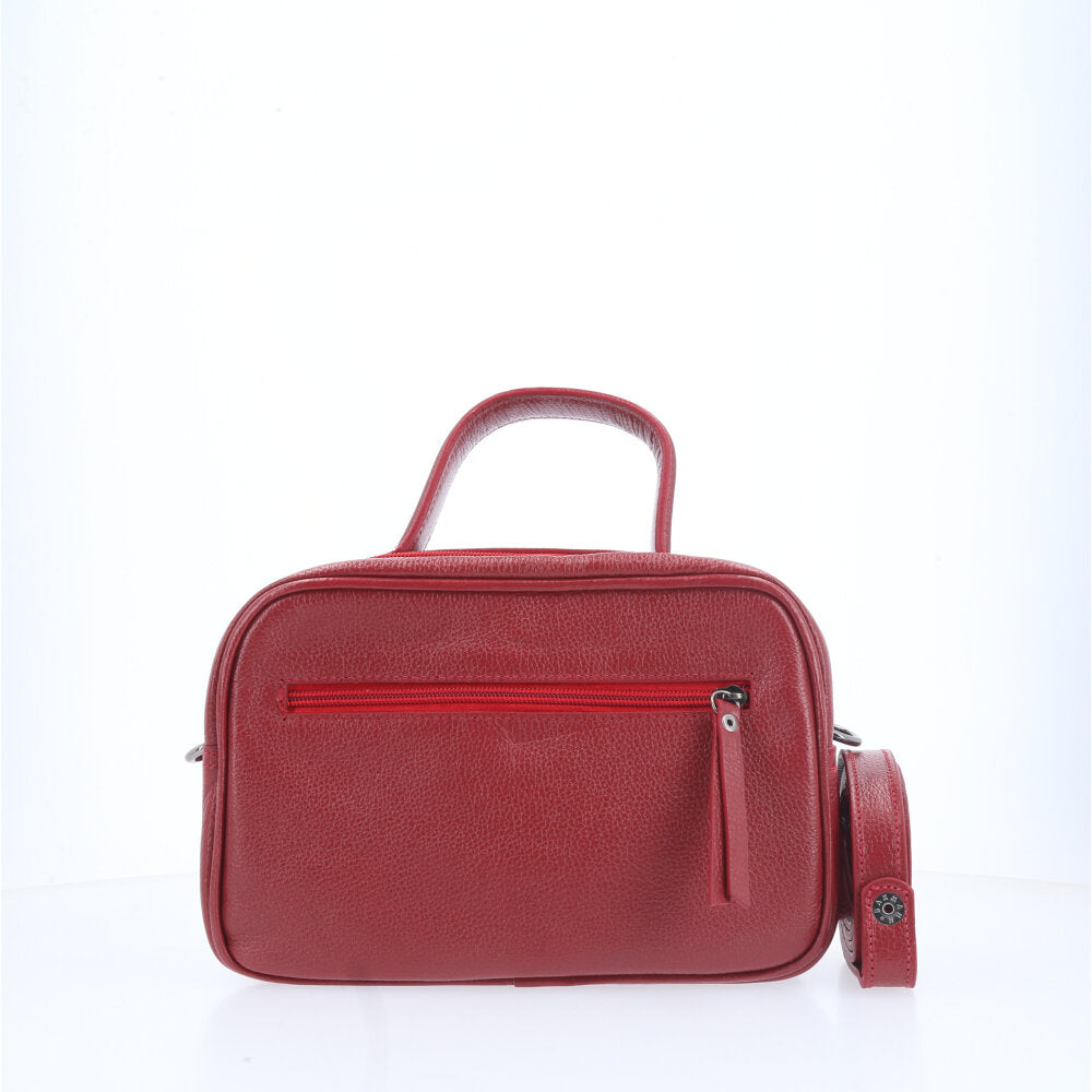 Bolsa Baú em Couro Legitimo com Alça Dupla Removível Vermelho