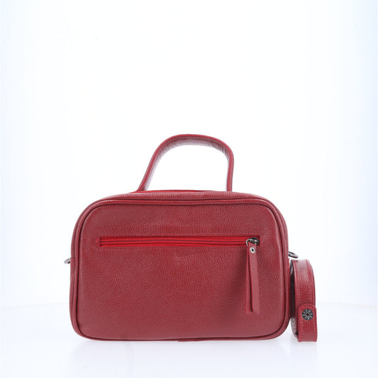 Bolsa Baú em Couro Legitimo com Alça Dupla Removível Vermelho
