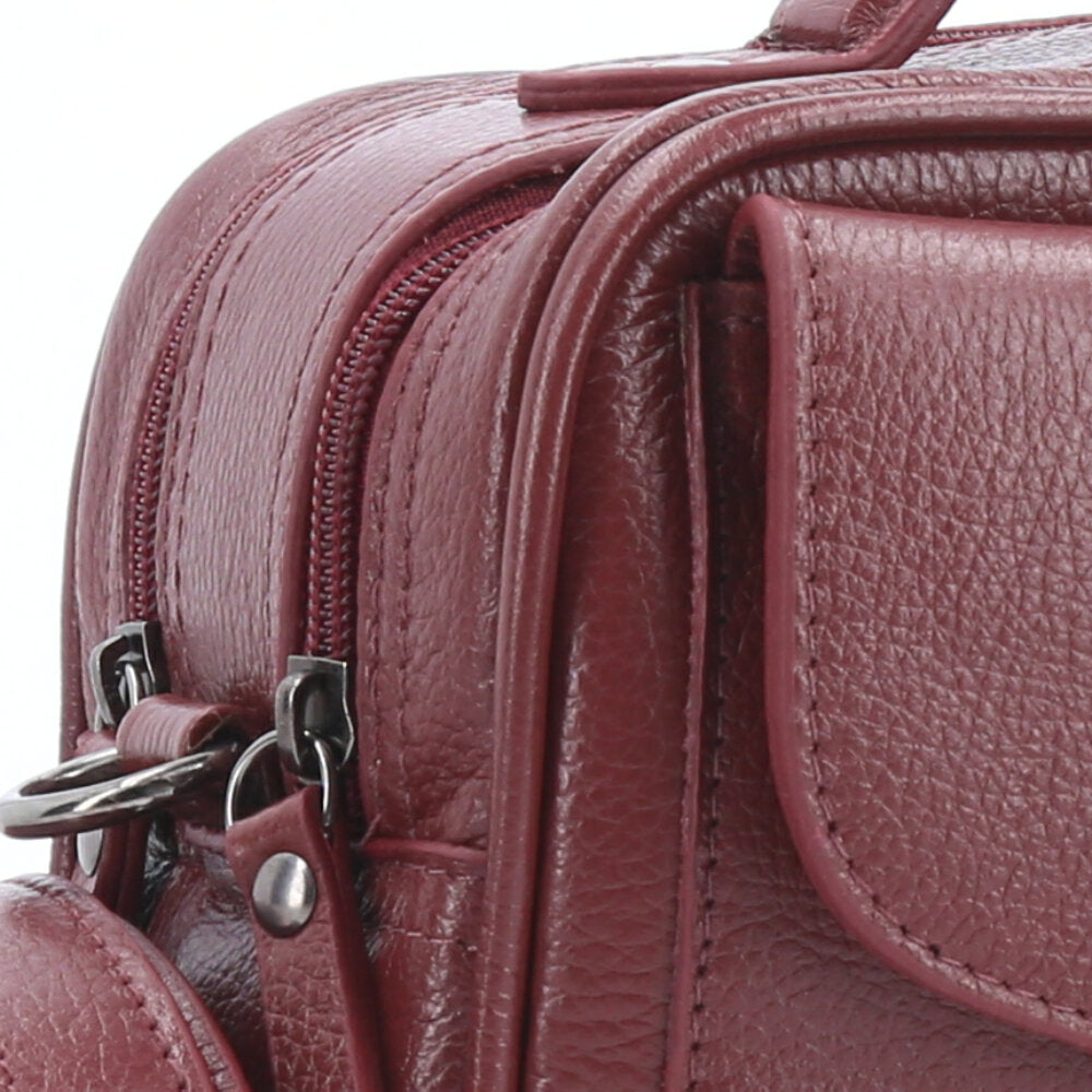 Bolsa de Couro Legítimo Feminina Baú Vinho