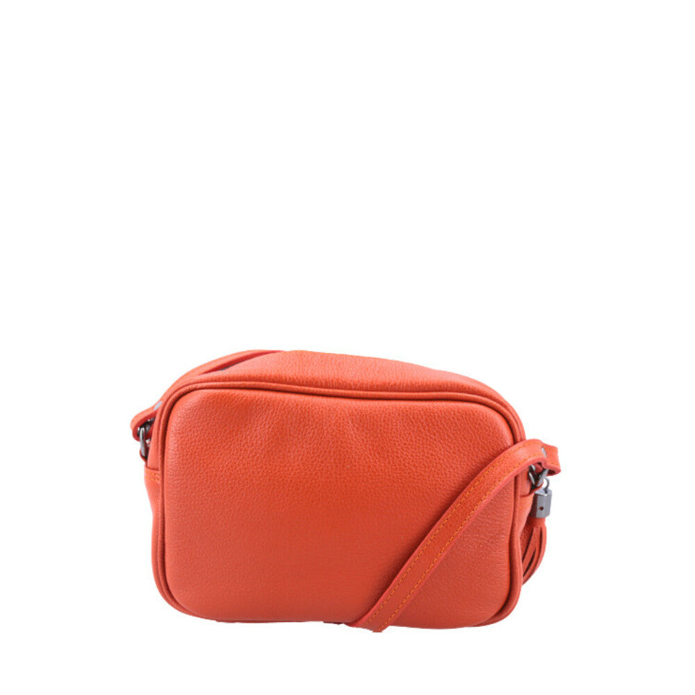 Bolsa Crossbody Feminina em Couro Matelassê com Tassel Laranja