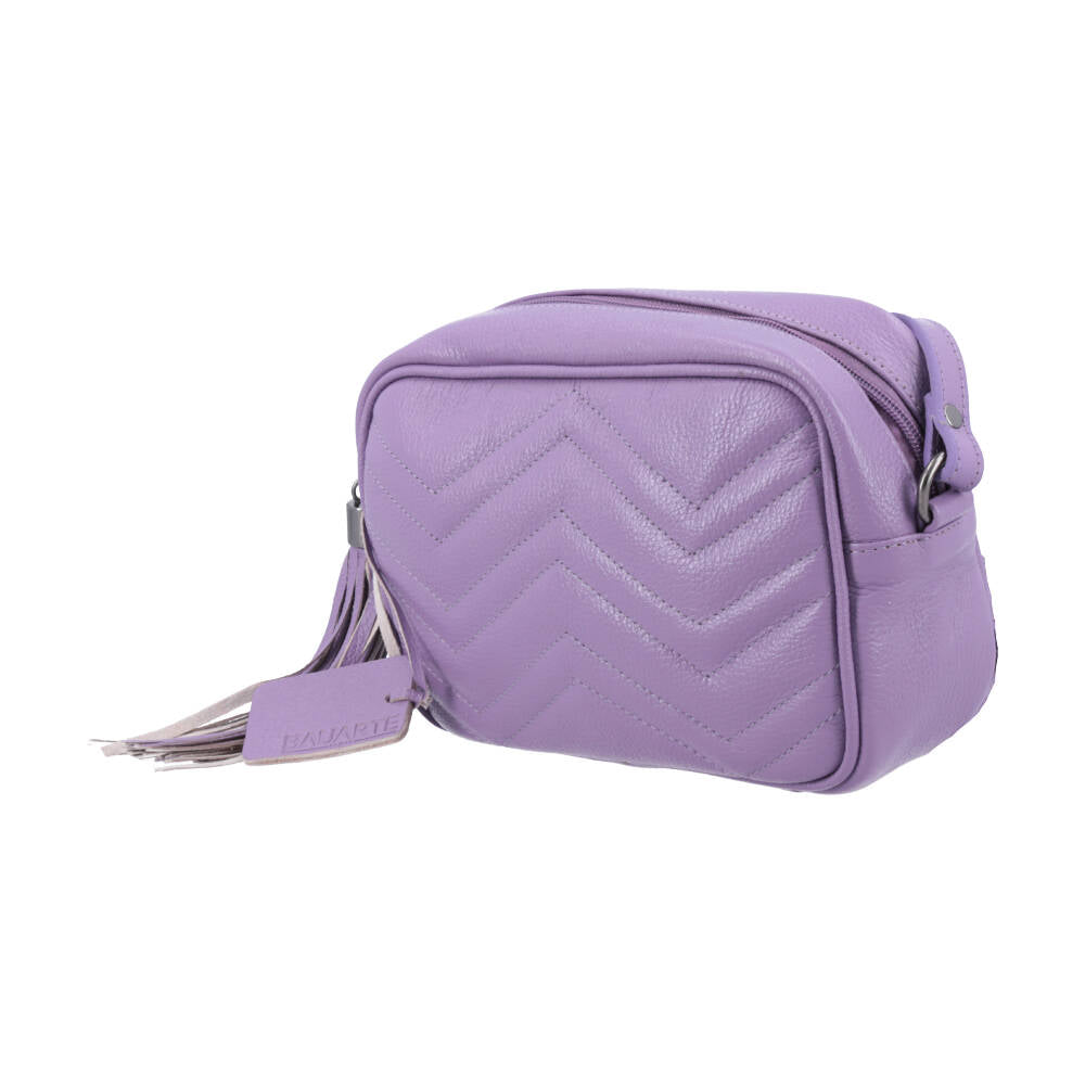 Bolsa Crossbody Feminina em Couro Matelassê com Tassel Lilas