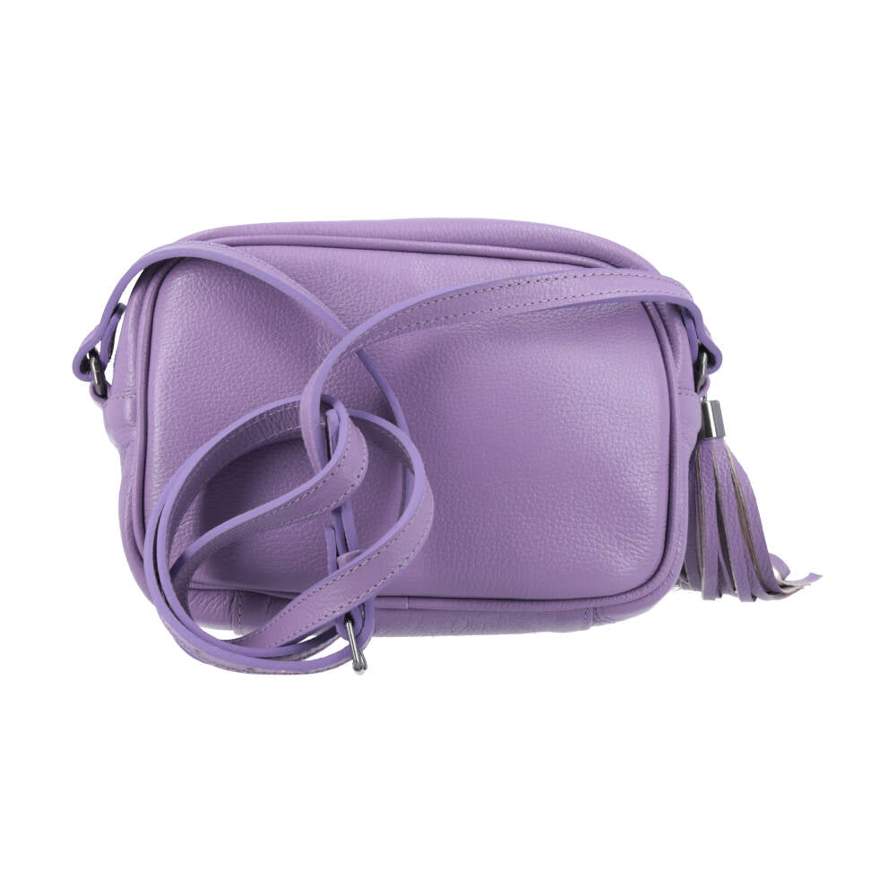 Bolsa Crossbody Feminina em Couro Matelassê com Tassel Lilas