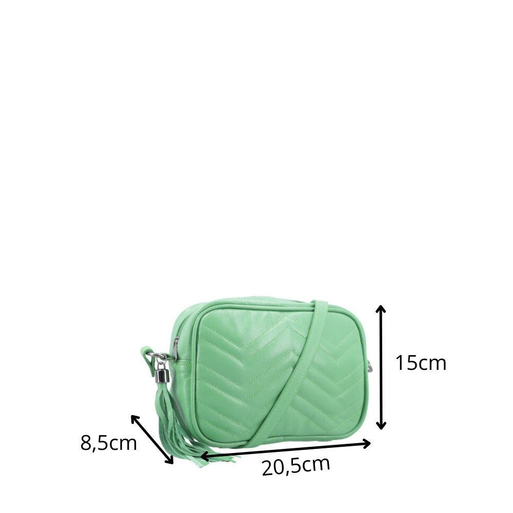 Bolsa Crossbody Feminina em Couro Matelassê com Tassel Verde