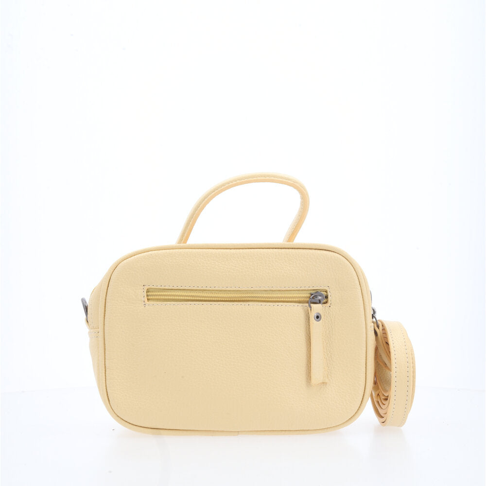Bolsa Baú Mini em Couro com Alça Transversal Removível Amarelo
