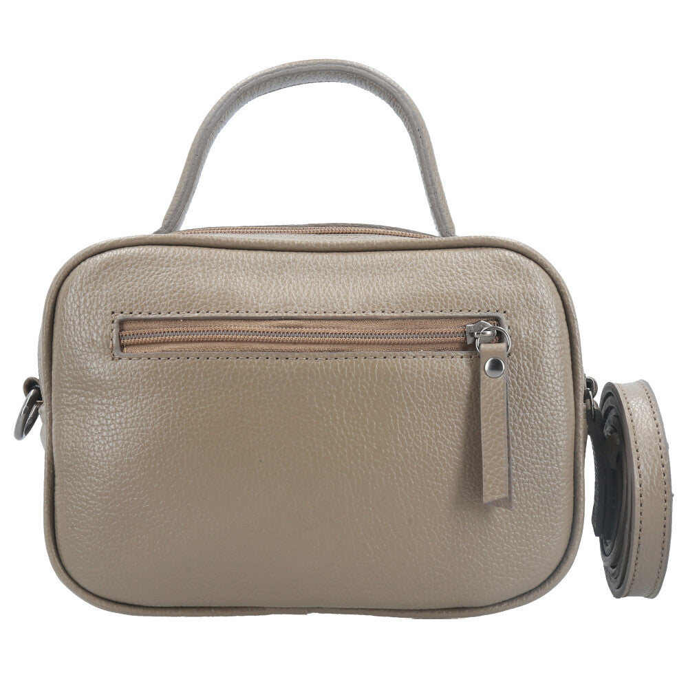 Bolsa Baú Mini em Couro com Alça Transversal Removível Caqui