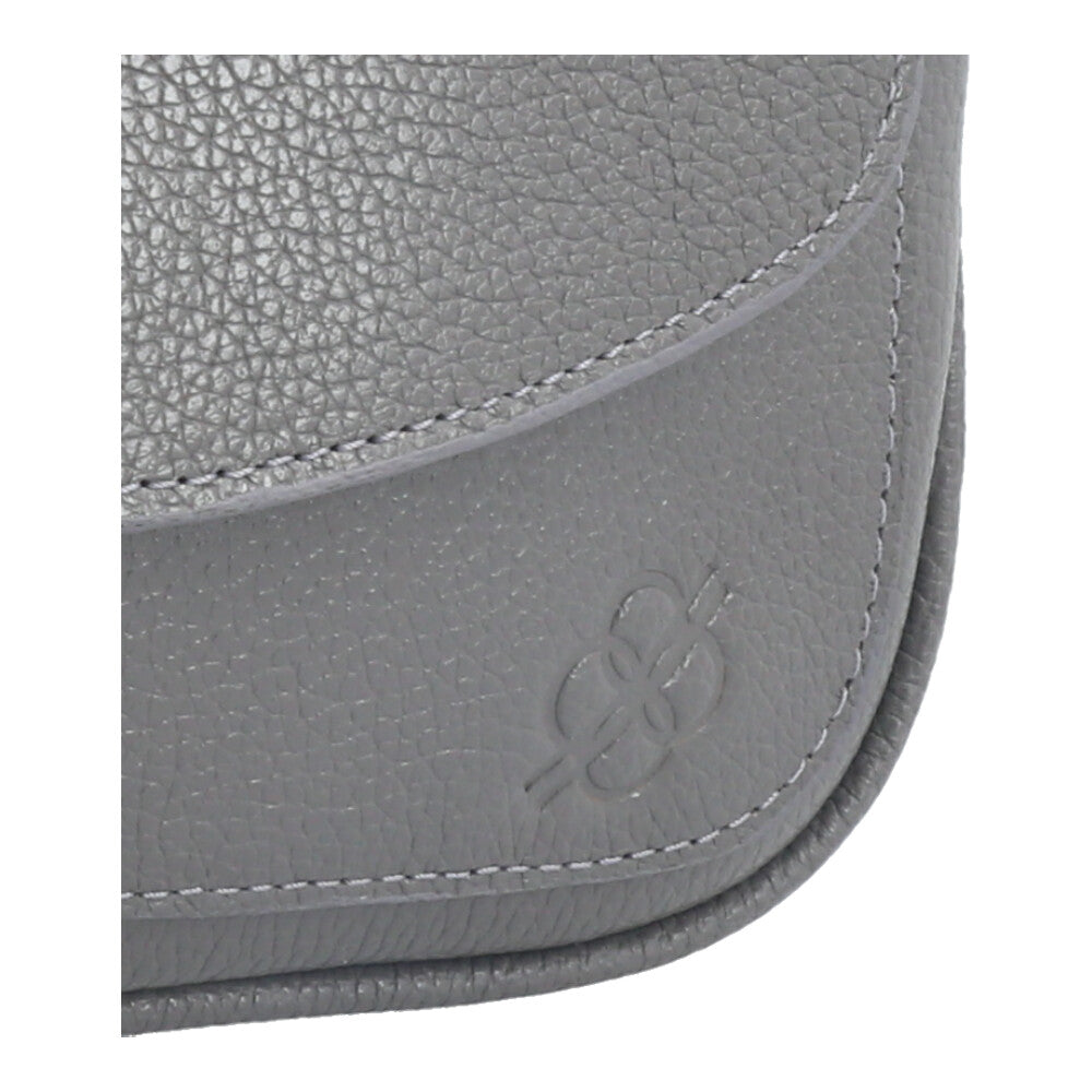 Bolsa Baú Mini em Couro com Alça Transversal Removível Cinza