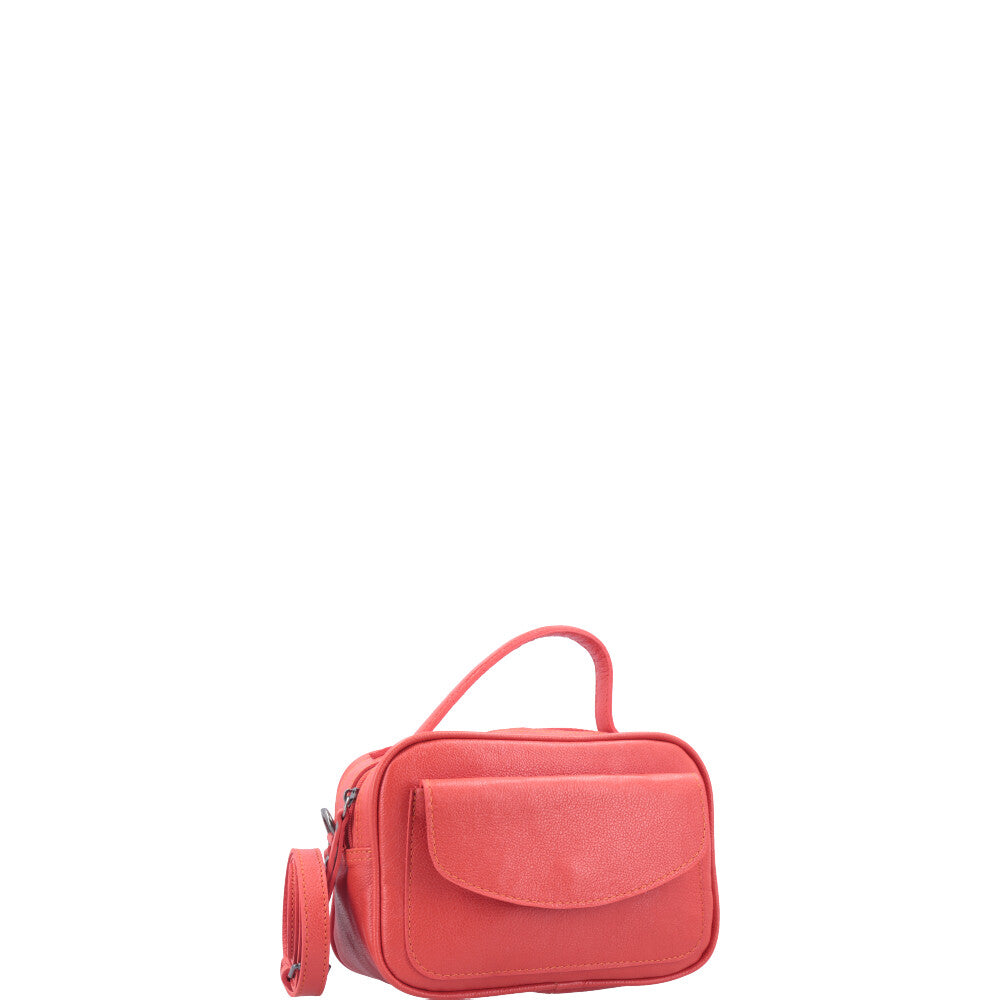 Bolsa Baú Mini em Couro com Alça Transversal Removível Laranja