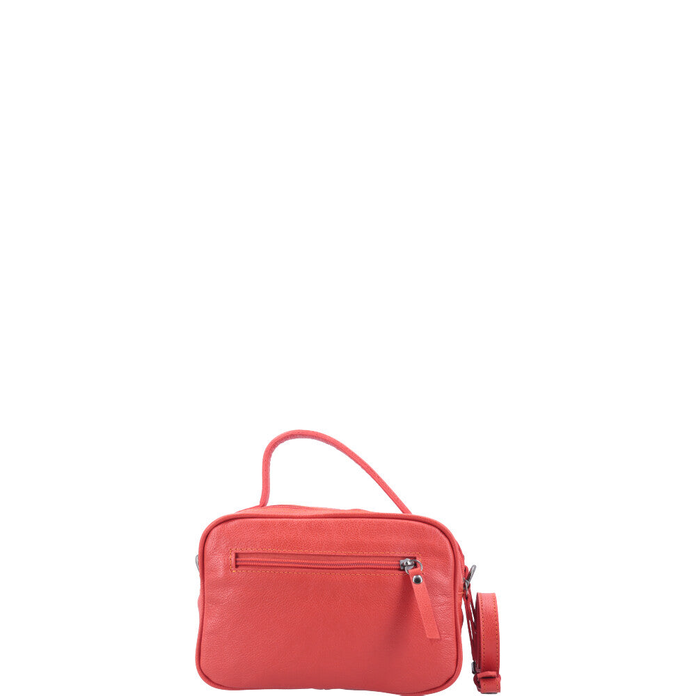 Bolsa Baú Mini em Couro com Alça Transversal Removível Laranja
