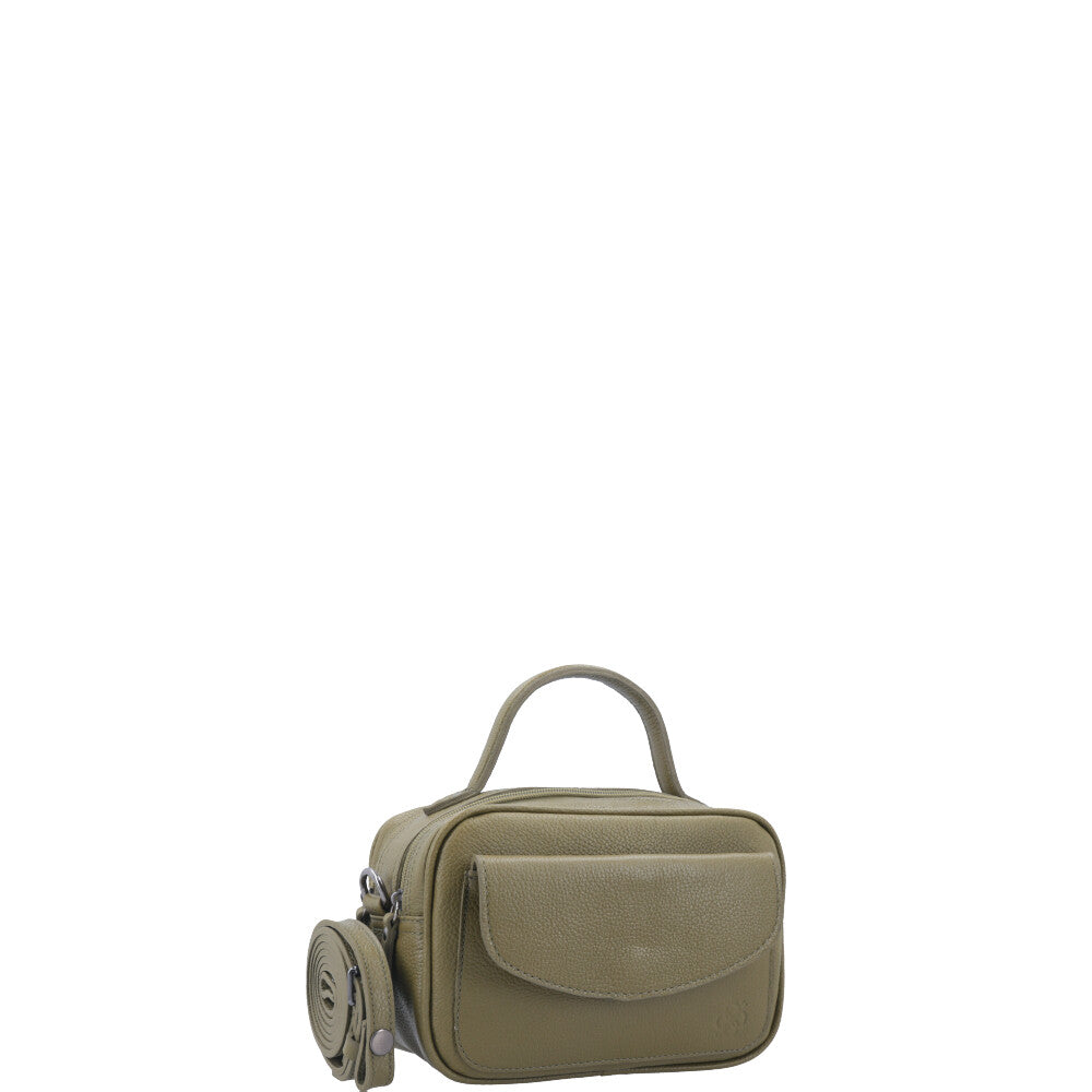 Bolsa Baú Mini em Couro com Alça Transversal Removível Verde