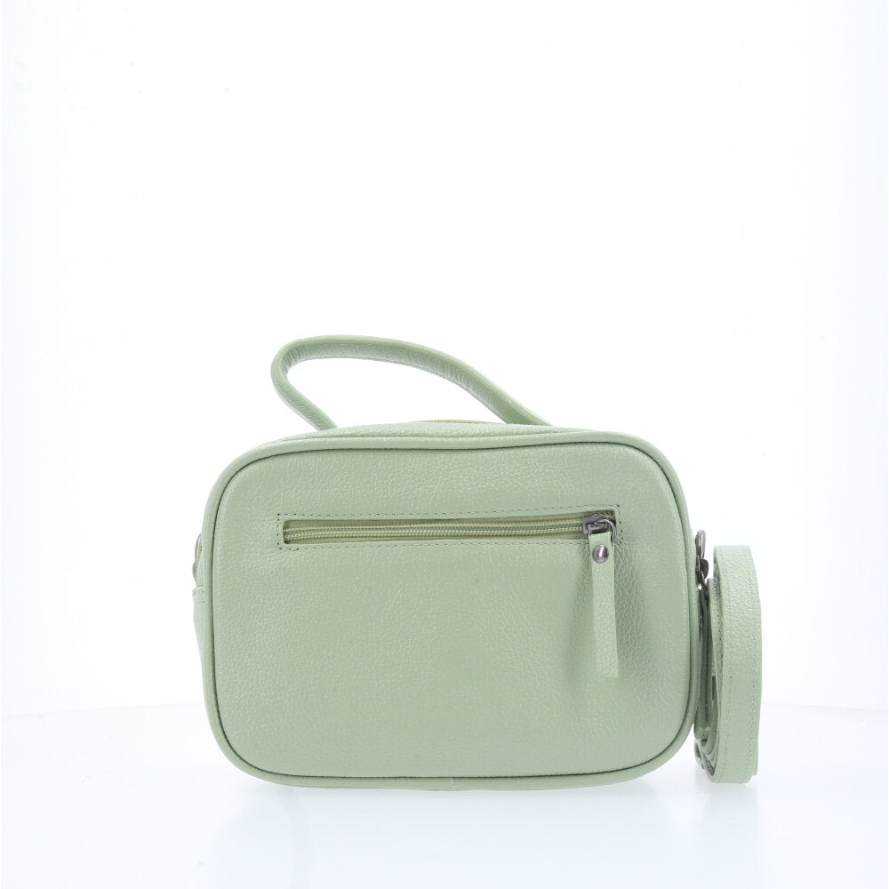 Bolsa Baú Mini em Couro com Alça Transversal Removível Verde claro
