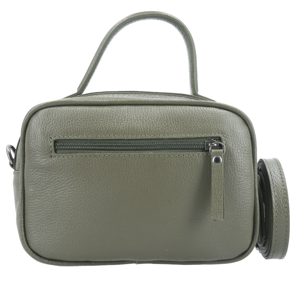 Bolsa Baú Mini em Couro com Alça Transversal Removível Verde escuro