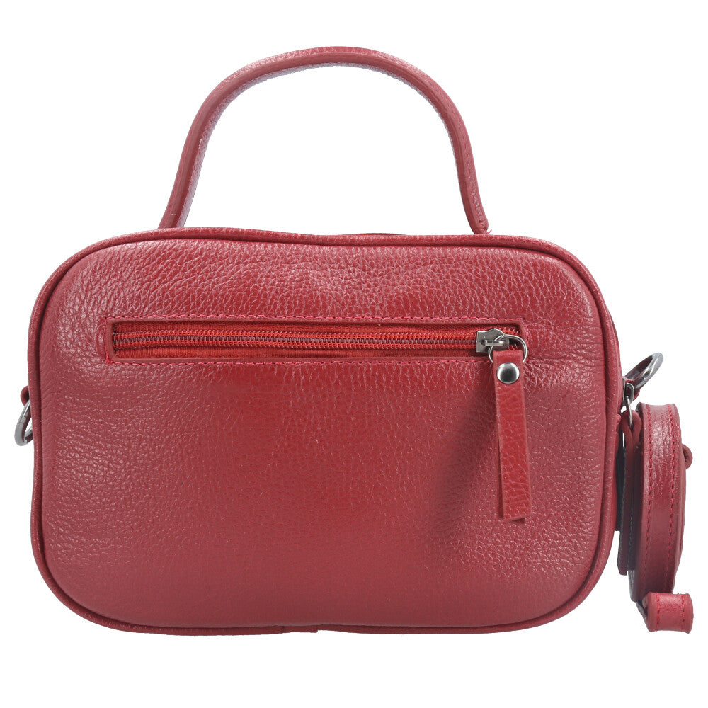 Bolsa Baú Mini em Couro com Alça Transversal Removível Vermelho escuro