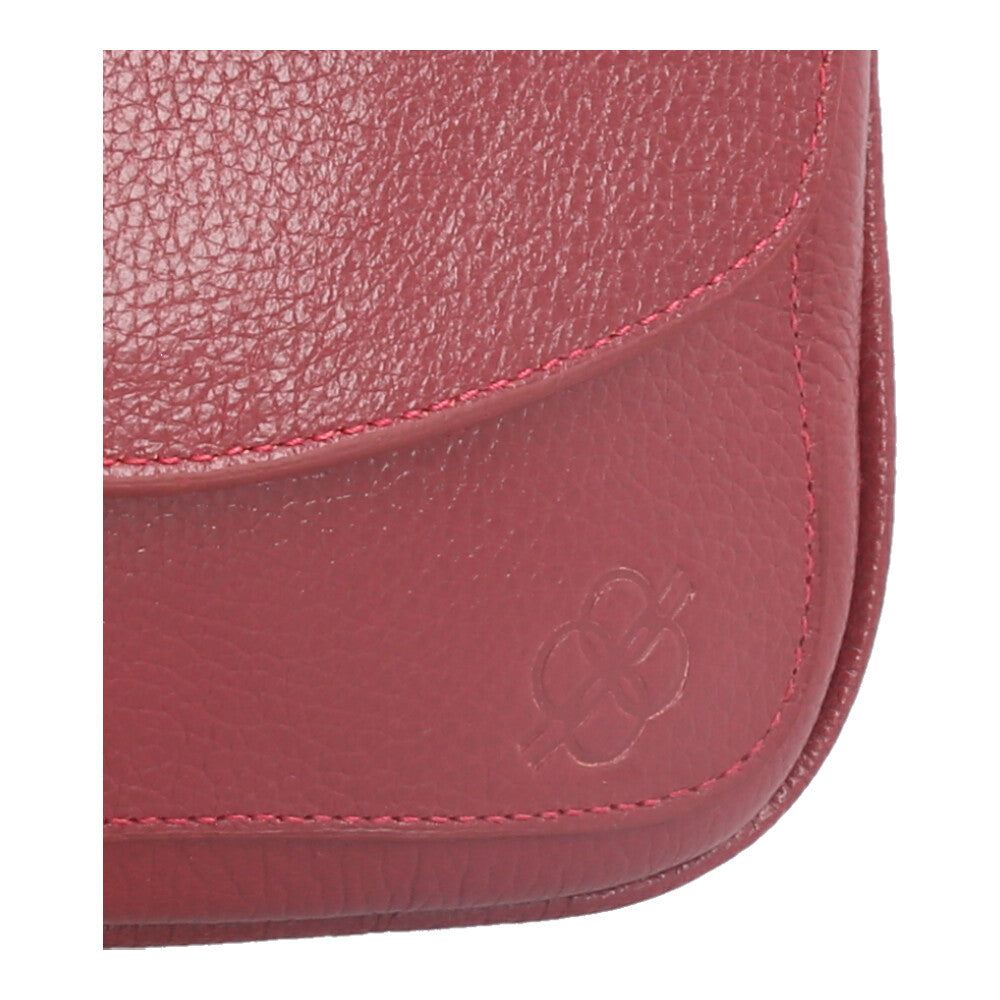 Bolsa Baú Mini em Couro com Alça Transversal Removível Vermelho escuro