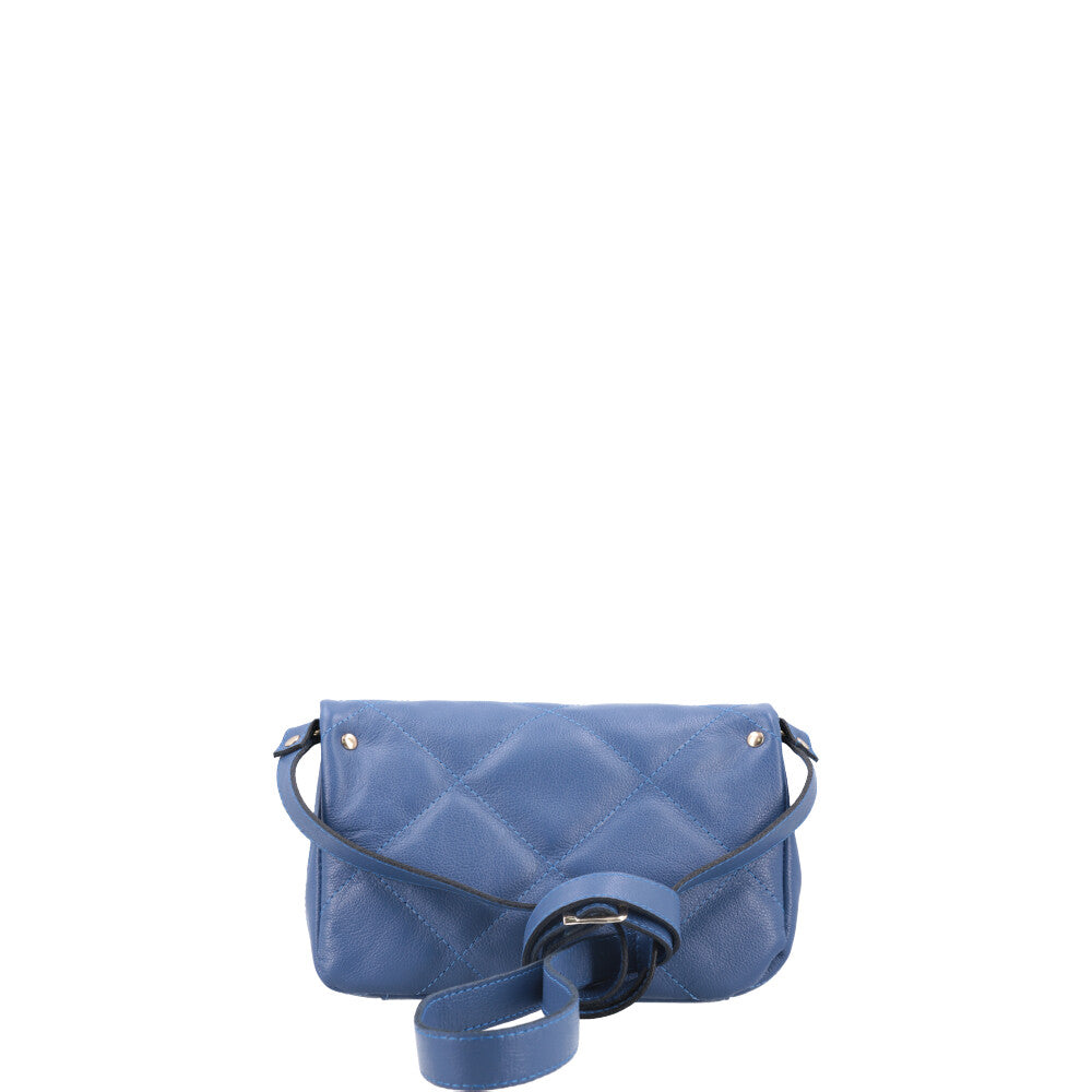 Bolsa Tiracolo Feminina de Couro Matelassê Alça Transversal Azul