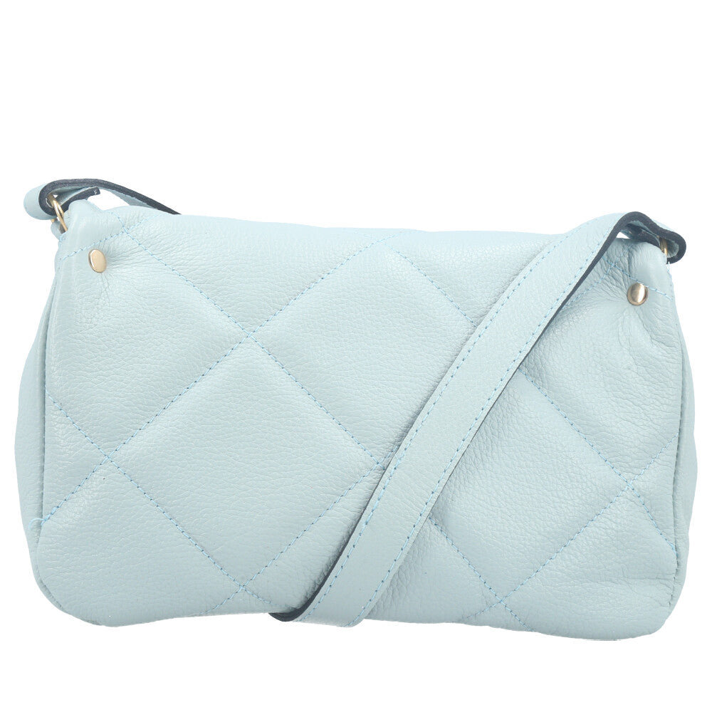 Bolsa Tiracolo Feminina de Couro Matelassê Alça Transversal Azul claro