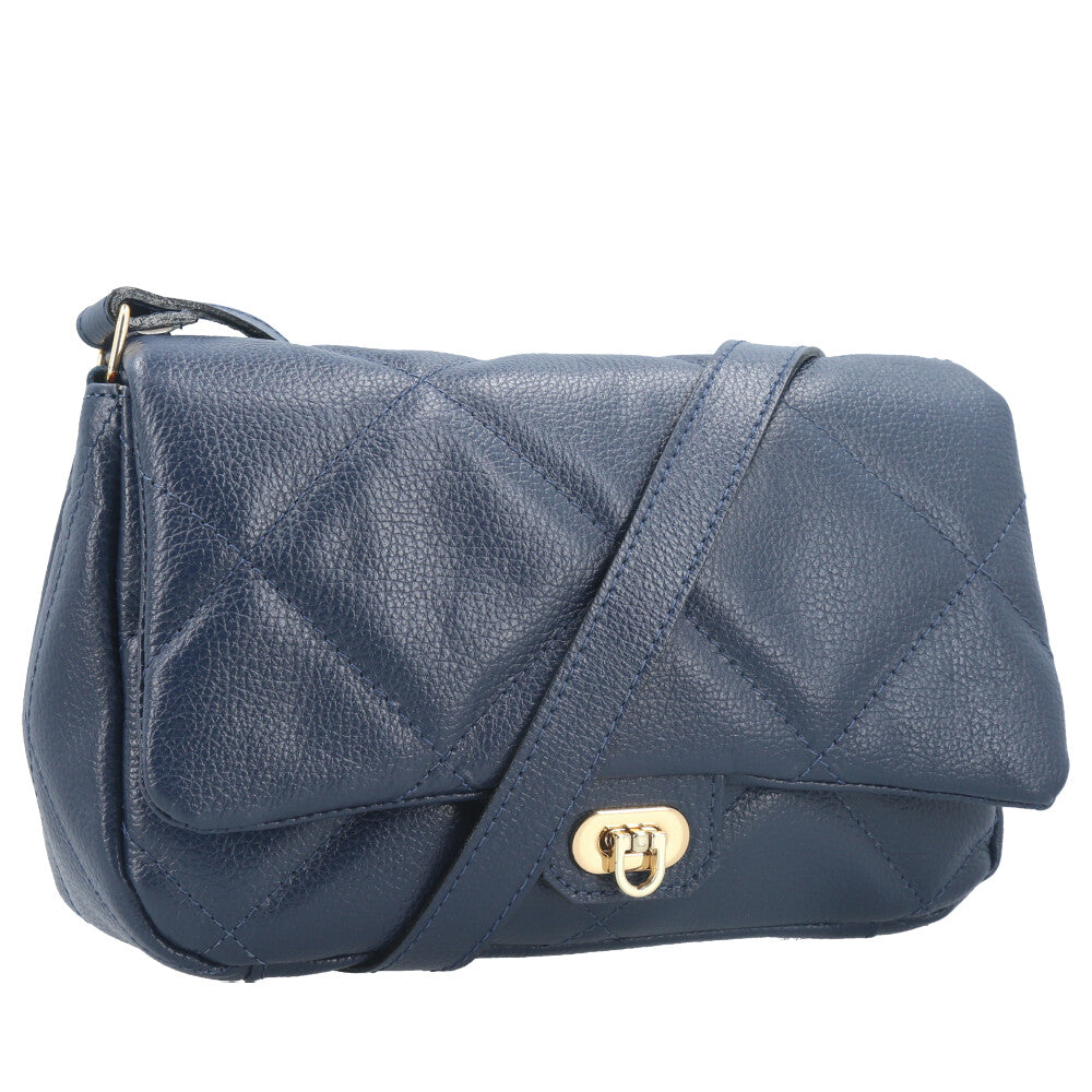 Bolsa Tiracolo Feminina de Couro Matelassê Alça Transversal Azul escuro