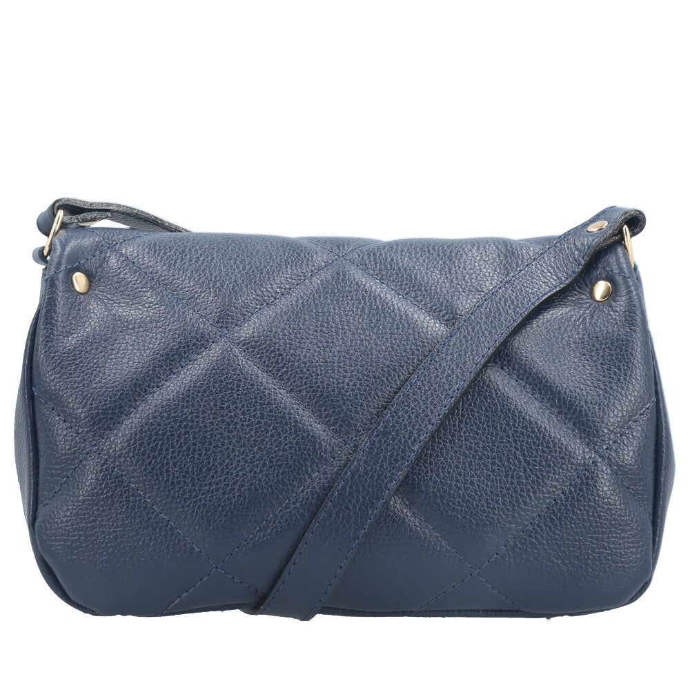 Bolsa Tiracolo Feminina de Couro Matelassê Alça Transversal Azul escuro