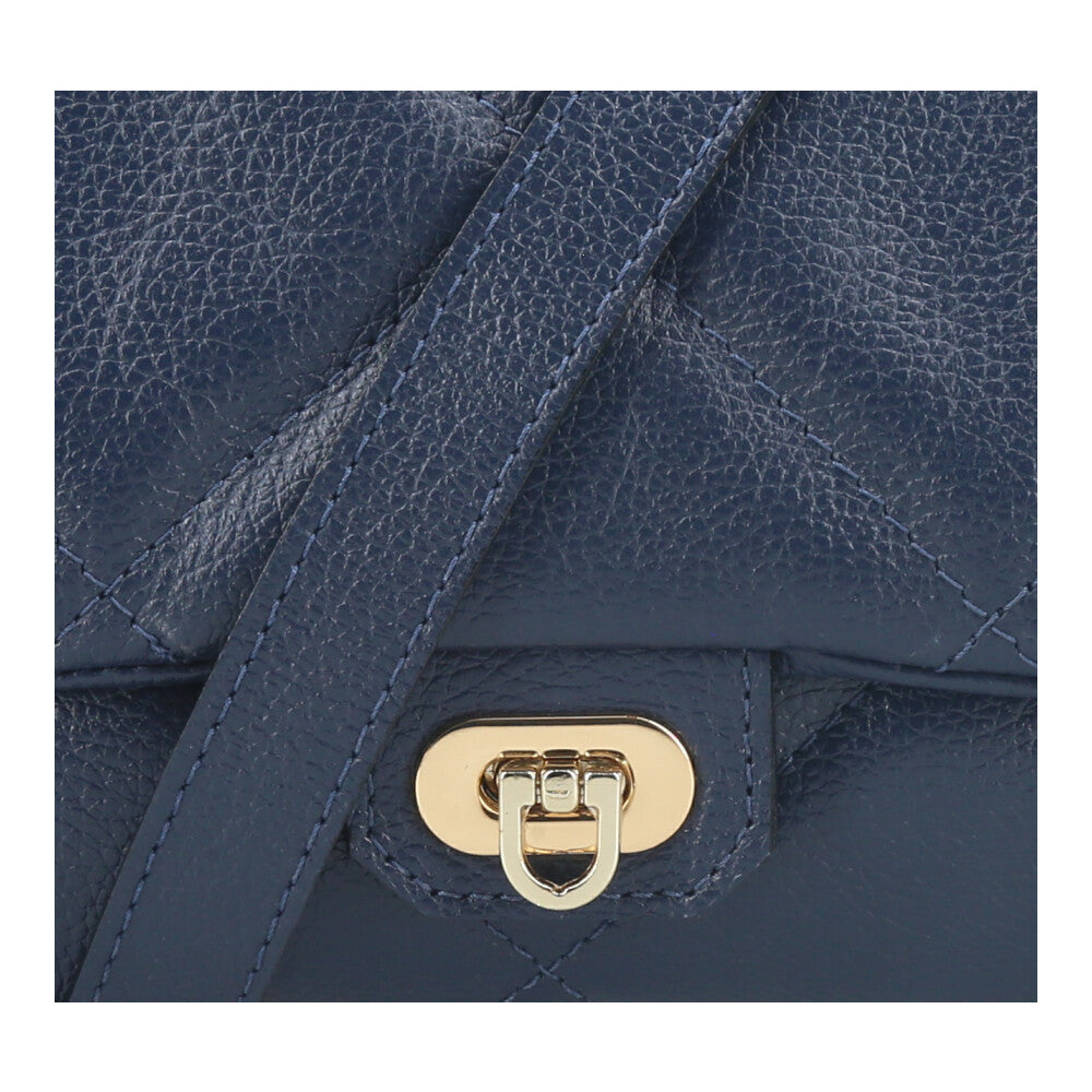 Bolsa Tiracolo Feminina de Couro Matelassê Alça Transversal Azul escuro