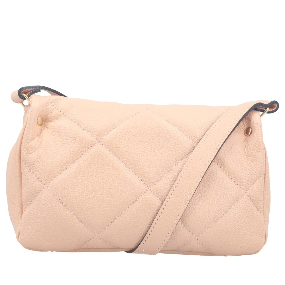 Bolsa Tiracolo Feminina de Couro Matelassê Alça Transversal Bege claro