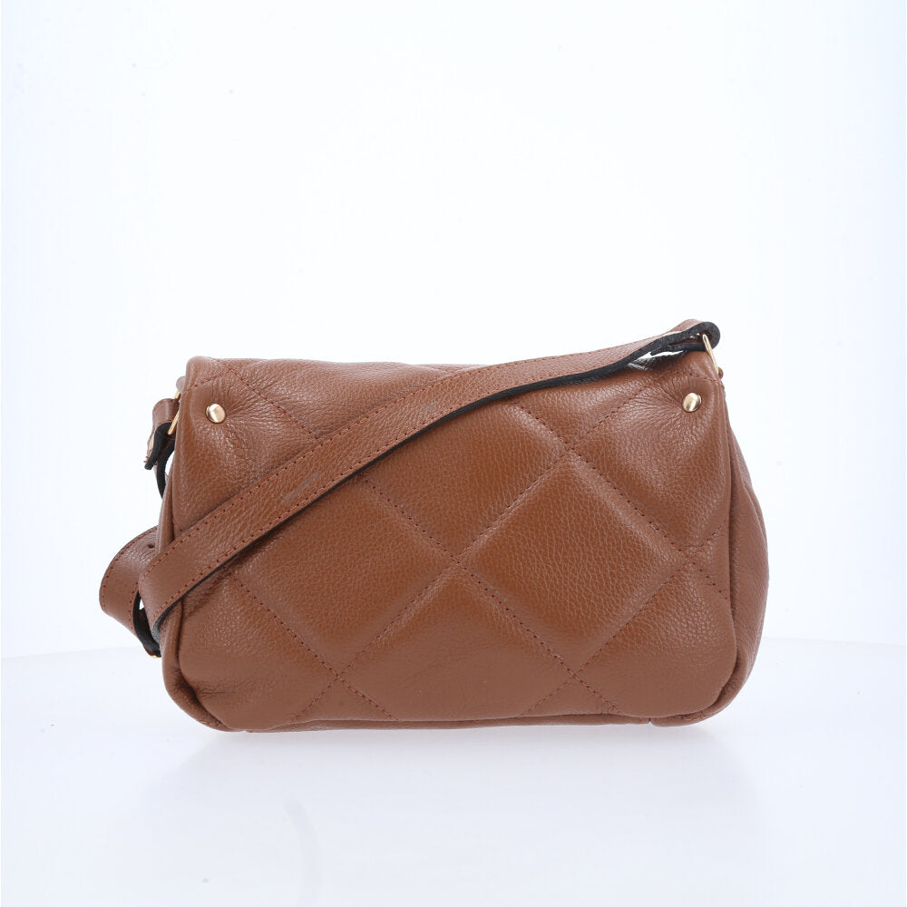 Bolsa Tiracolo Feminina de Couro Matelassê Alça Transversal Caramelo
