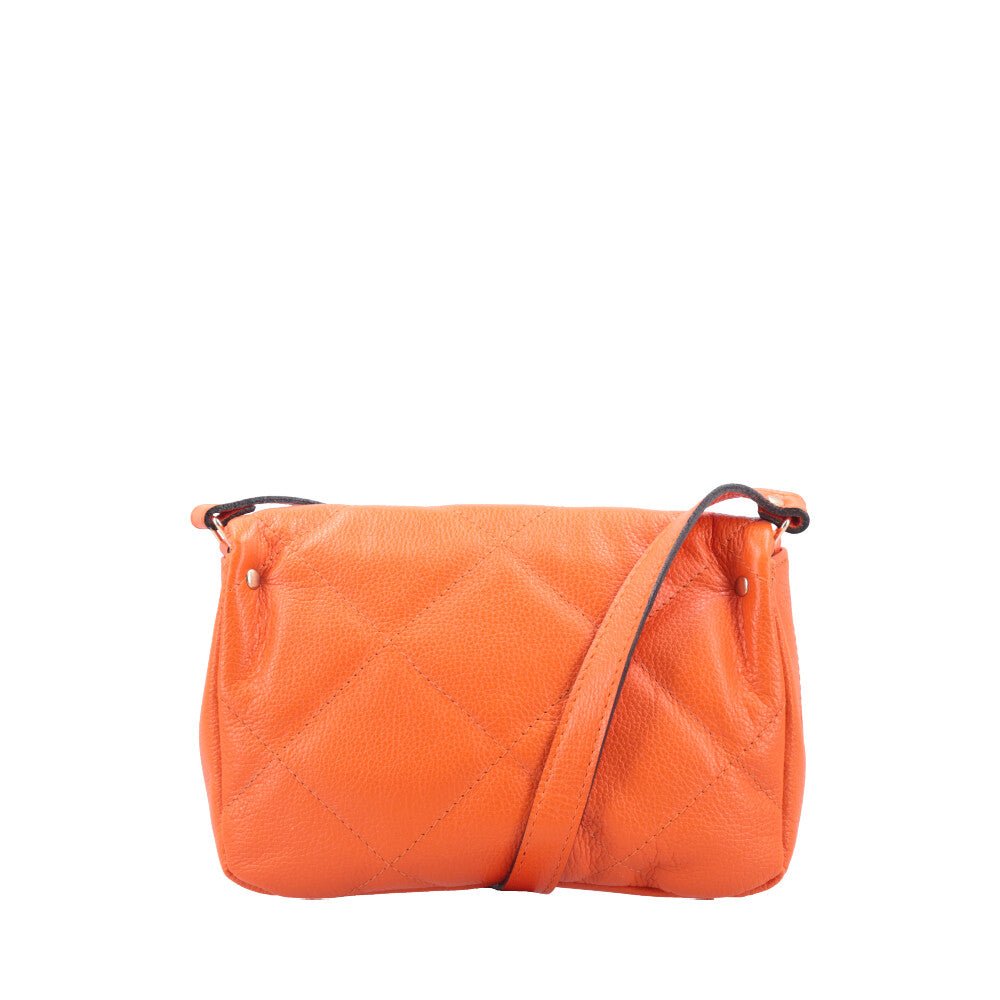 Bolsa Tiracolo Feminina de Couro Matelassê Alça Transversal Laranja