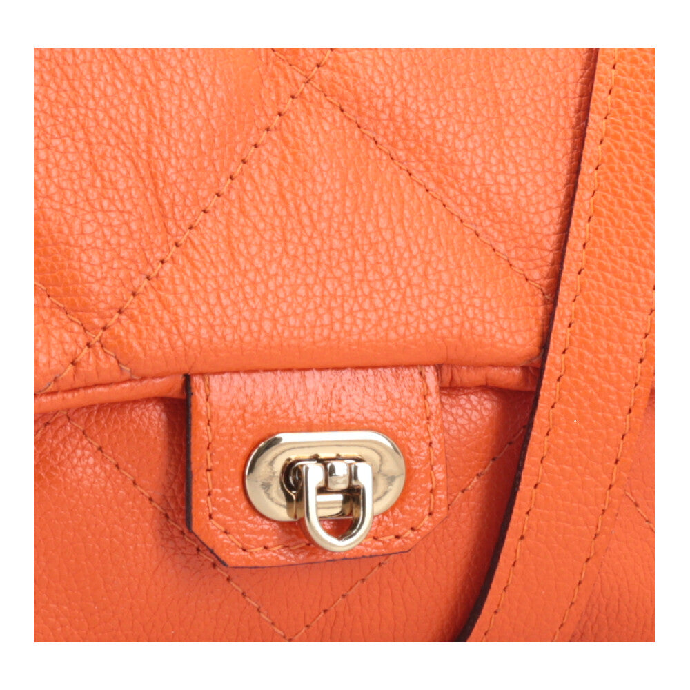 Bolsa Tiracolo Feminina de Couro Matelassê Alça Transversal Laranja