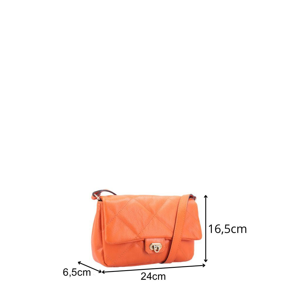 Bolsa Tiracolo Feminina de Couro Matelassê Alça Transversal Laranja