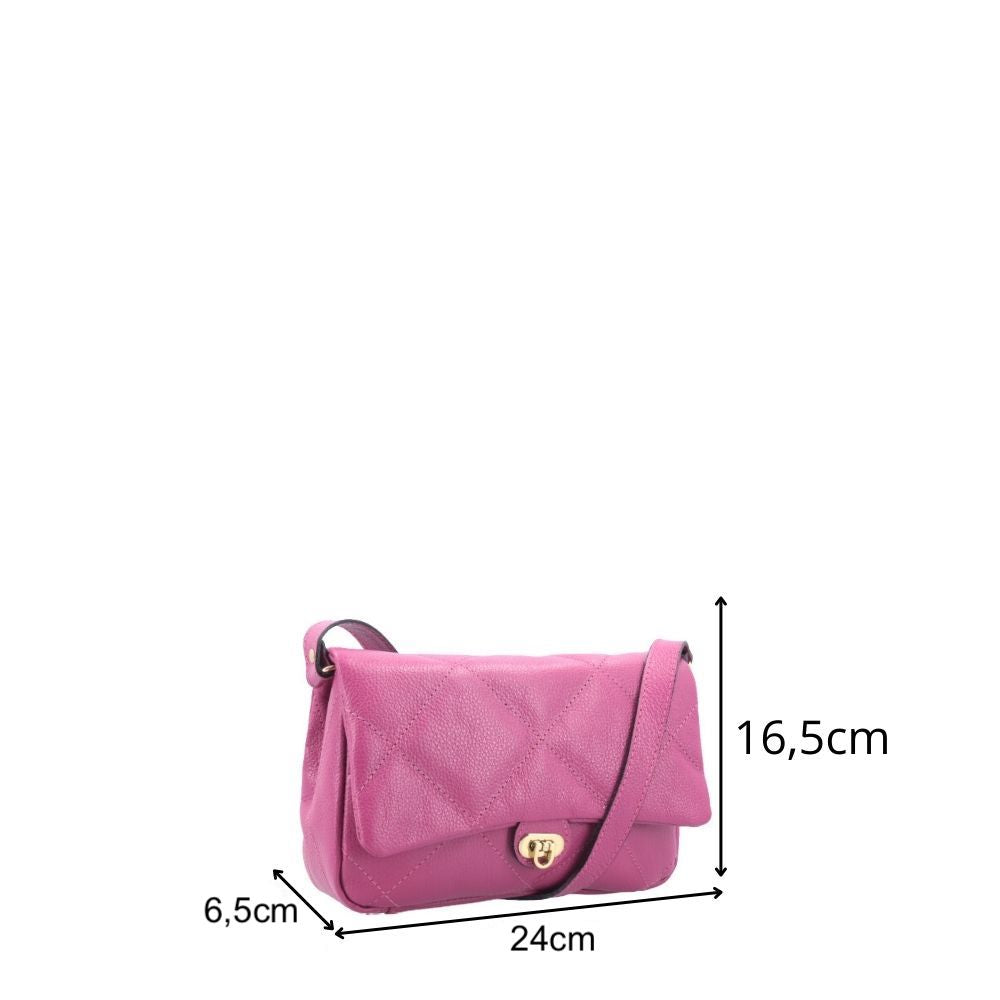 Bolsa Tiracolo Feminina de Couro Matelassê Alça Transversal Pink