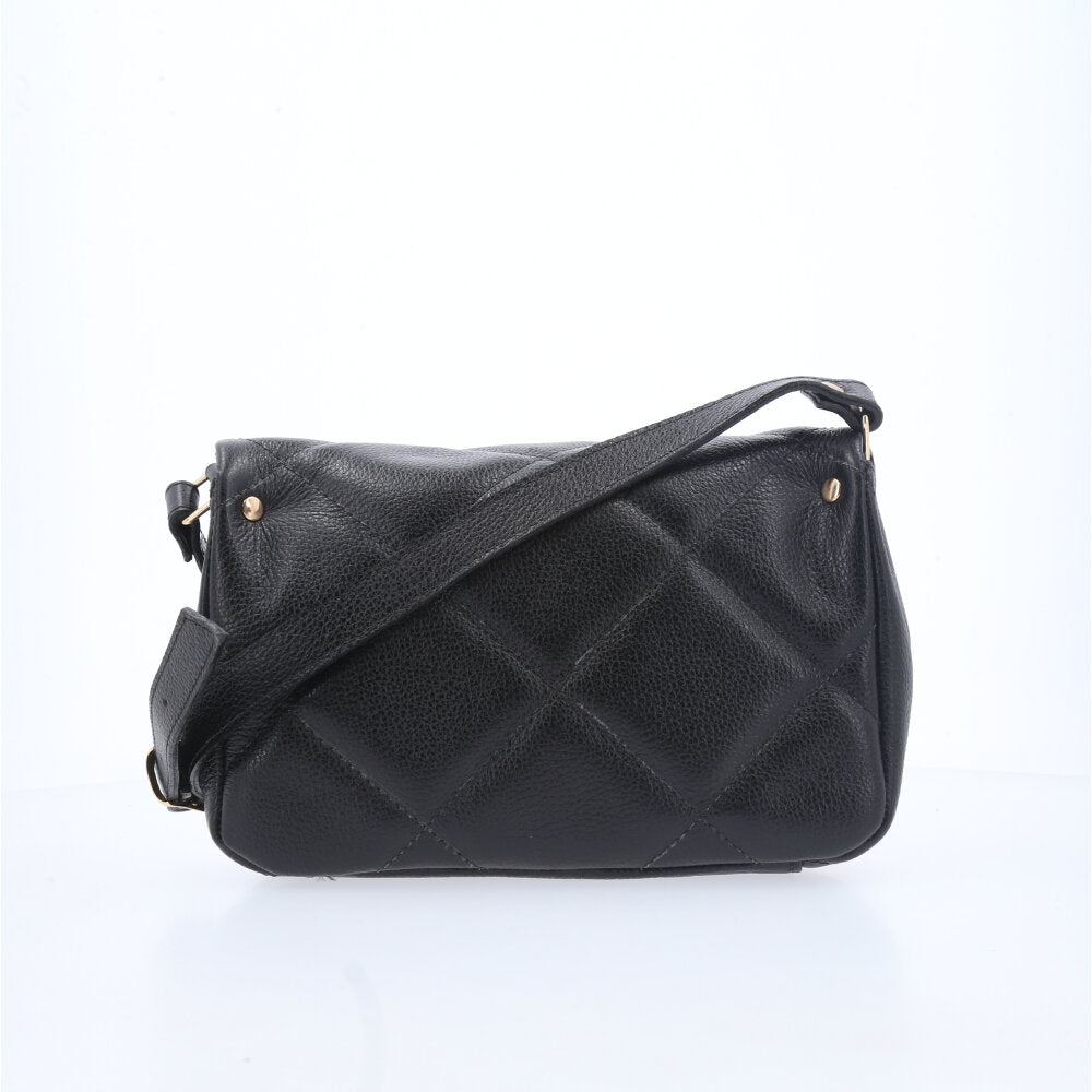 Bolsa Tiracolo Feminina de Couro Matelassê Alça Transversal Preto