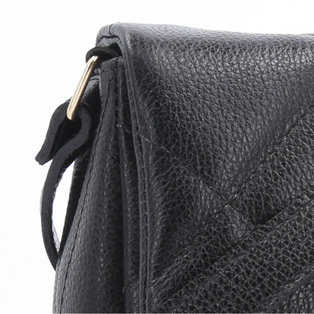 Bolsa Tiracolo Feminina de Couro Matelassê Alça Transversal Preto