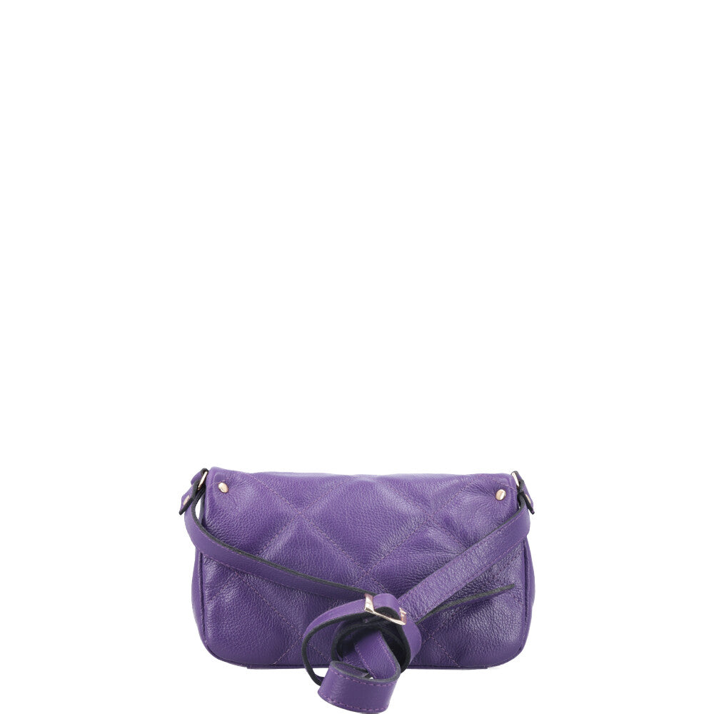 Bolsa Tiracolo Feminina de Couro Matelassê Alça Transversal Roxo