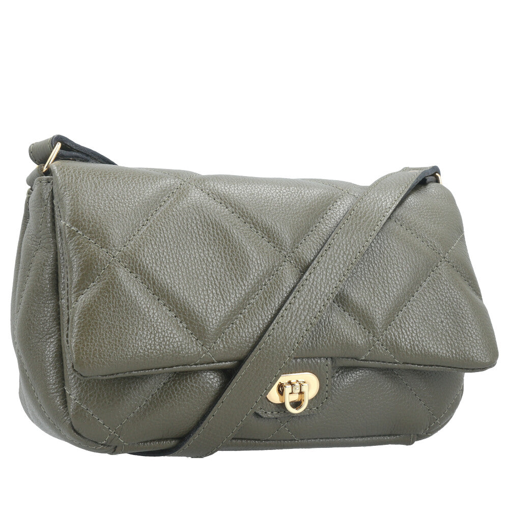 Bolsa Tiracolo Feminina de Couro Matelassê Alça Transversal Verde