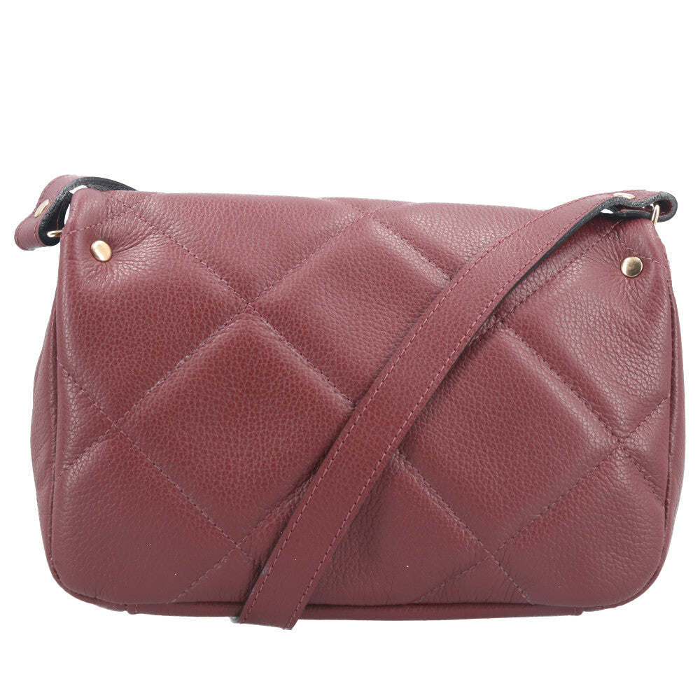 Bolsa Tiracolo Feminina de Couro Matelassê Alça Transversal Vinho