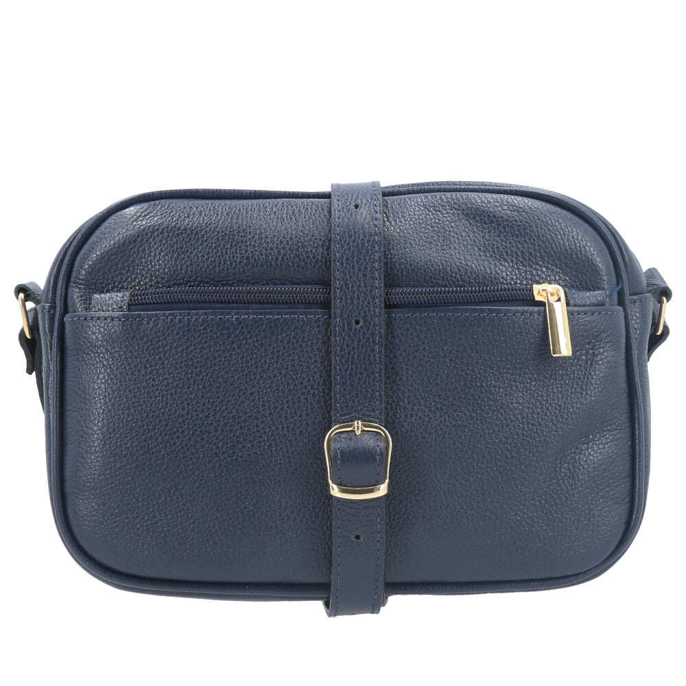 Bolsa Tiracolo Pequena em Couro Matelassê Azul escuro
