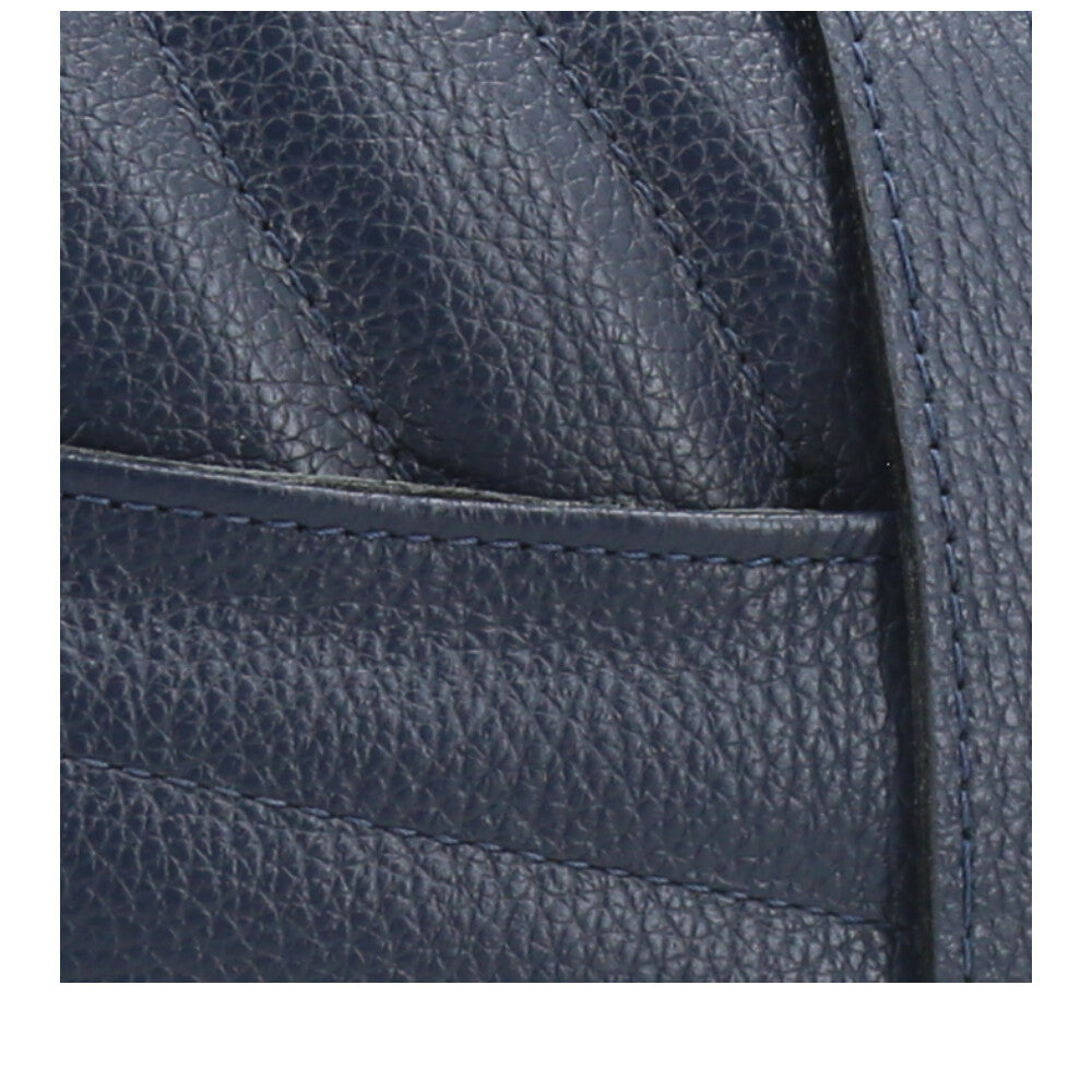 Bolsa Tiracolo Pequena em Couro Matelassê Azul escuro